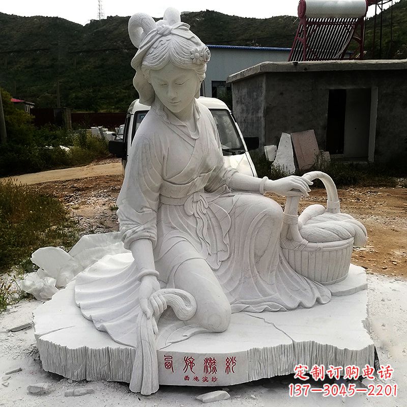 仙桃中国古代四大美女之西施汉白玉石雕塑