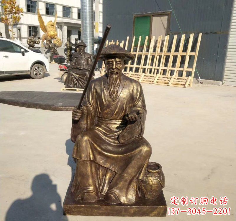 仙桃铸铜姜太公钓鱼