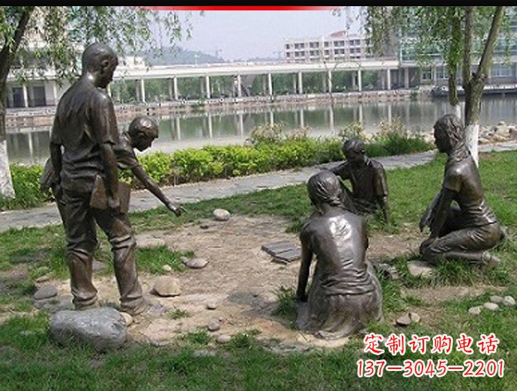 仙桃铸铜老师和学生雕塑