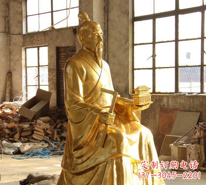 仙桃铸铜鲁班古代人物铜雕