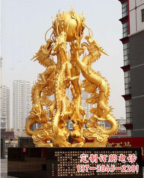 仙桃铸铜四龙戏珠雕塑