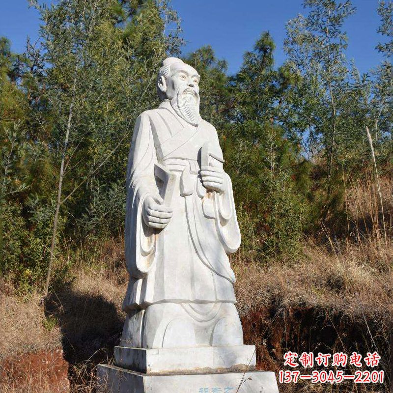 仙桃祖冲之汉白玉石雕像-公园景区中国古代名人雕塑