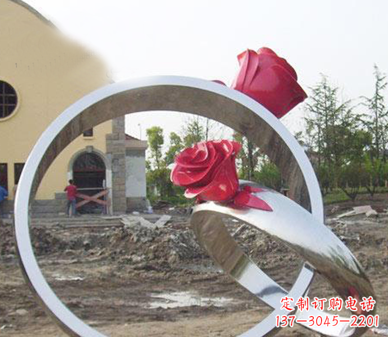 仙桃广场景观不锈钢戒指雕塑